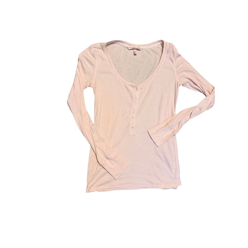 Victoria’s Secret Pink Ribbed Henley Long Sleeve Top – Size Small